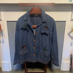 Embroidered Denim button up